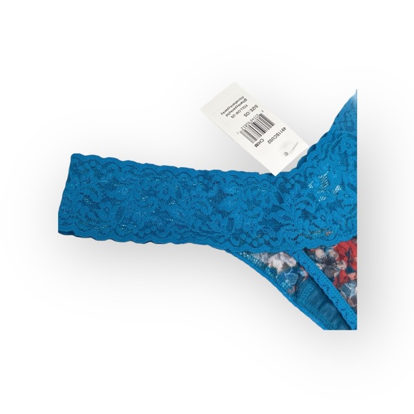 new Hanky Panky 𑁍 Low Rise Lace Thong 𑁍 Teal + Chinois Floral Print 𑁍 00 - 12 - Picture 12 of 16